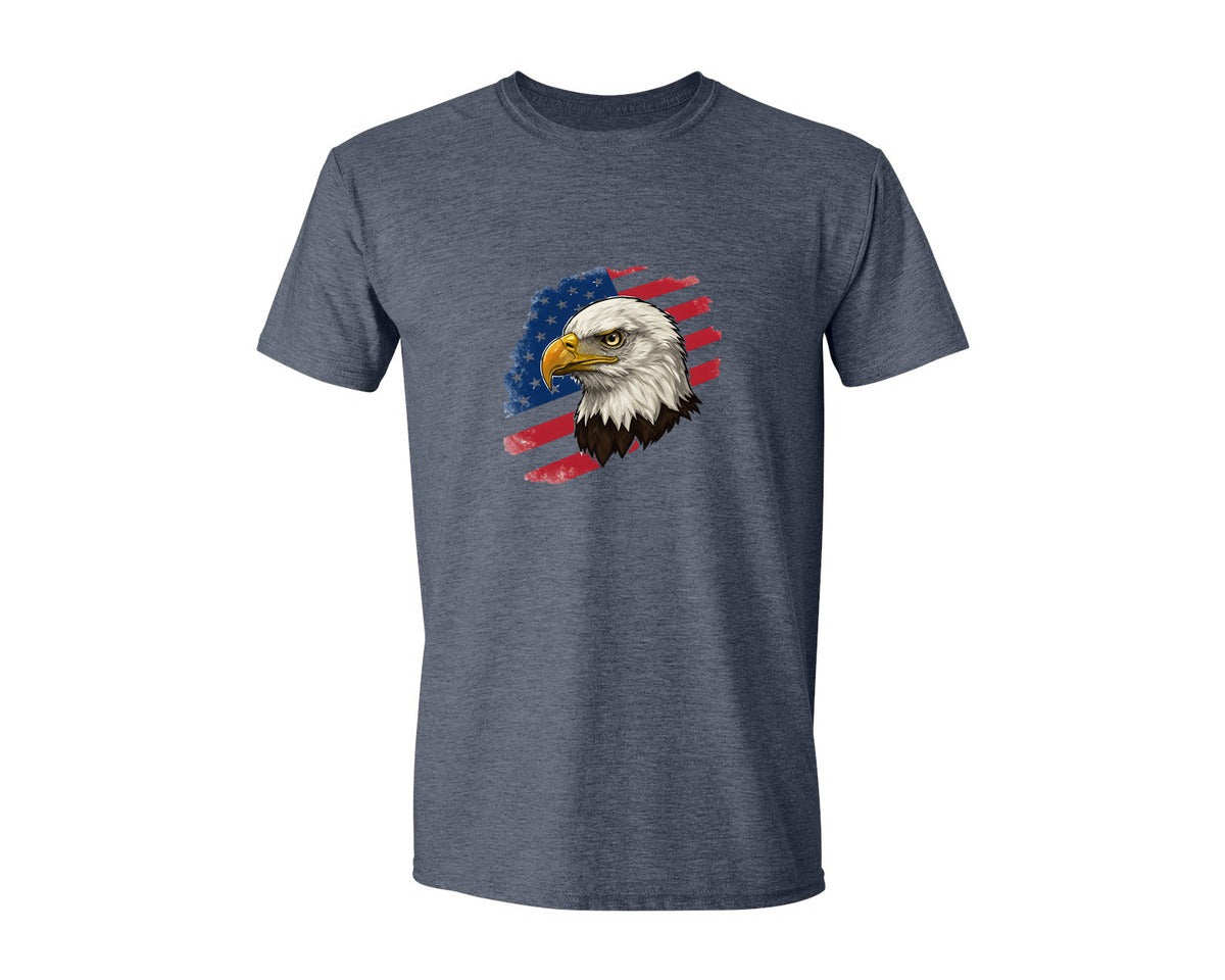 brand:Generic|color:Heather Navy|American Eagle With Flag Patriotic Graphic T-Shirt