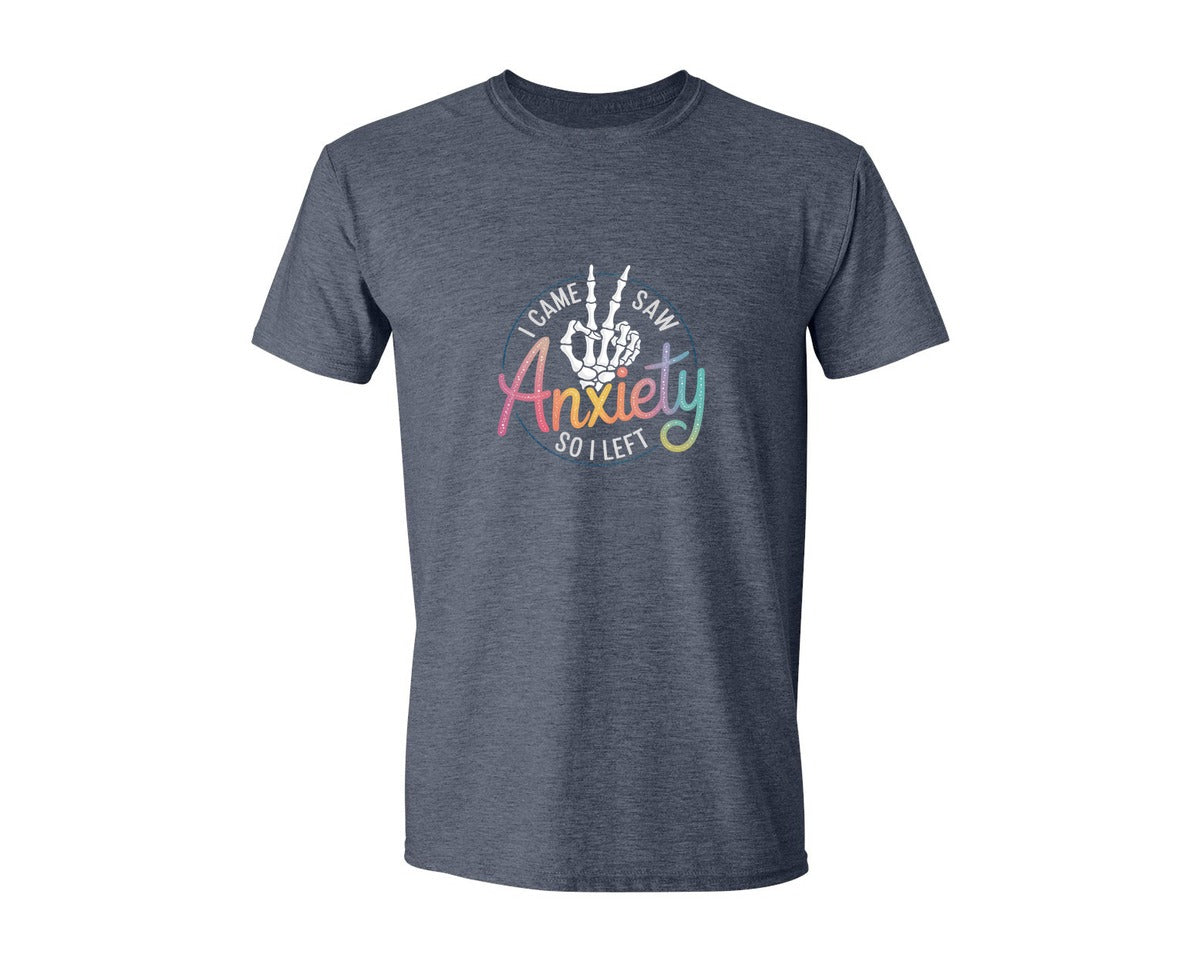 brand:Generic|color:Heather Navy|I Came I Saw Anxiety Gothic 3 Graphic T-Shirt