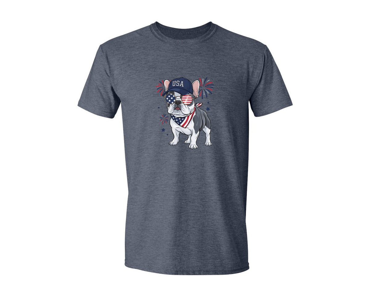 brand:Generic|color:Heather Navy|Patriotic Bulldog 4Th Of July Dog Usa 2 Graphic T-Shirt
