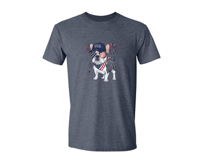 brand:Generic|color:Heather Navy|Patriotic Bulldog 4Th Of July Dog Usa 2 Graphic T-Shirt