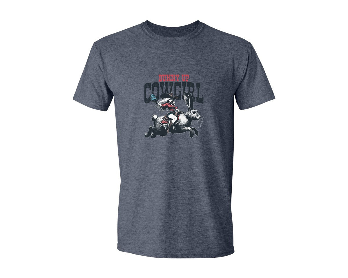 brand:Generic|color:Heather Navy|Bunny Up Cowgirl Easter Egg Shirt Graphic T-Shirt
