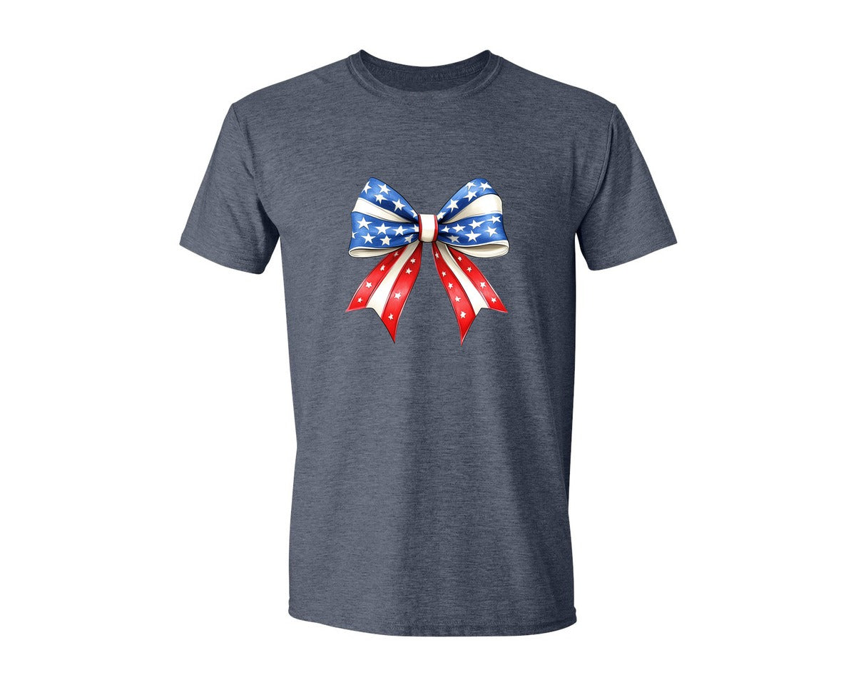 brand:Generic|color:Heather Navy|4Th Of July Bow Design T Shirt 7 Graphic T-Shirt