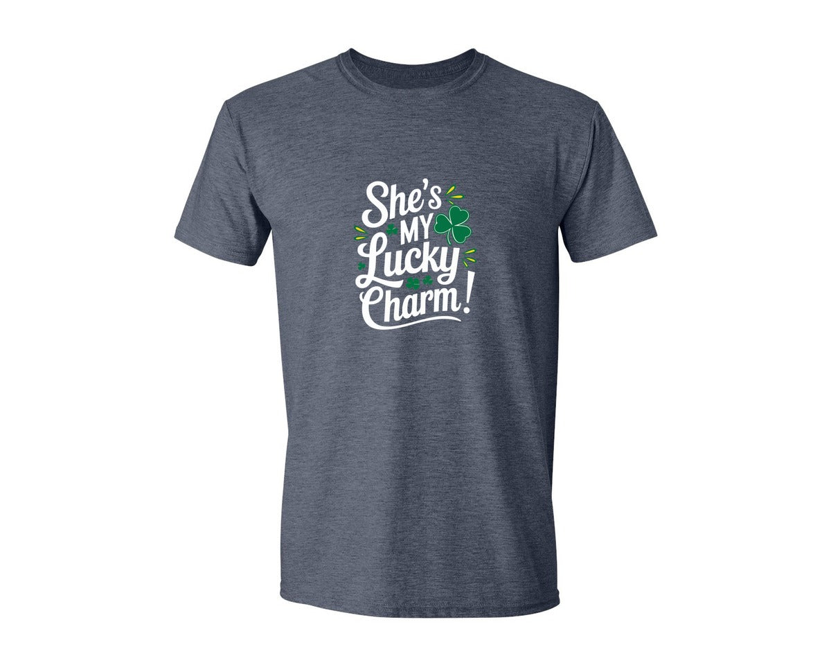 brand:Generic|color:Heather Navy|Shes My Lucky Charm St Patricks Day 2 Graphic T-Shirt
