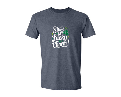 brand:Generic|color:Heather Navy|Shes My Lucky Charm St Patricks Day 2 Graphic T-Shirt