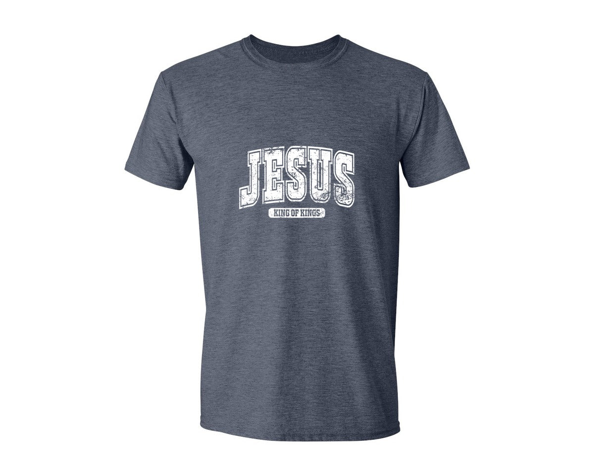 brand:Generic|color:Heather Navy|Jesus King Of Kings Christian S Graphic T-Shirt