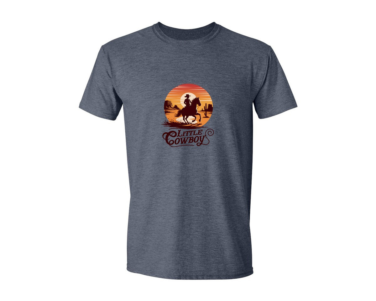 brand:Generic|color:Heather Navy|Little Cowboy Western Horse Riding 3 Graphic T-Shirt