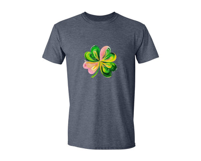 brand:Generic|color:Heather Navy|Brushstroke Shamrock Graphic T-Shirt