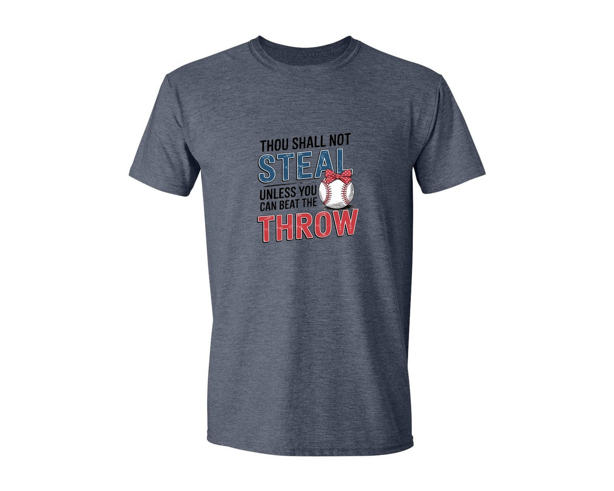 brand:Generic|color:Heather Navy|Baseball Thou Shall Not Steal Graphic T-Shirt