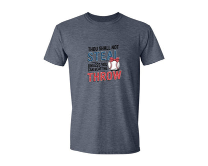 brand:Generic|color:Heather Navy|Baseball Thou Shall Not Steal Graphic T-Shirt