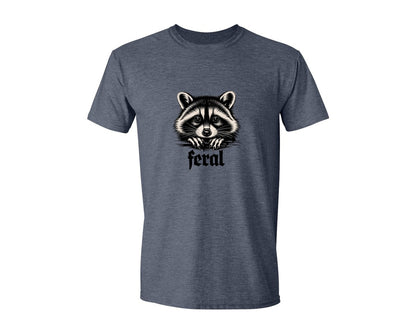 brand:Generic|color:Heather Navy|Feral Raccoon Gothic Grunge Wild Graphic T-Shirt