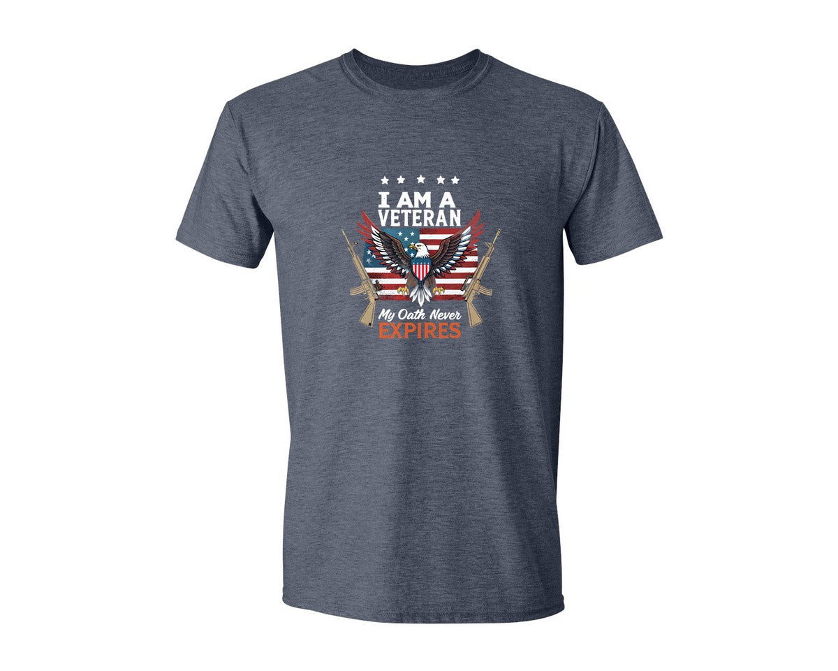 brand:Generic|color:Heather Navy|I Am A Veteran My Oath Never Expires 8 Graphic T-Shirt
