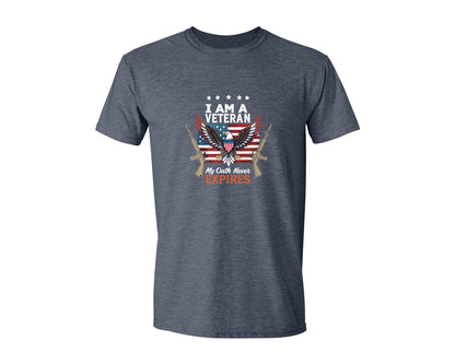 brand:Generic|color:Heather Navy|I Am A Veteran My Oath Never Expires 8 Graphic T-Shirt