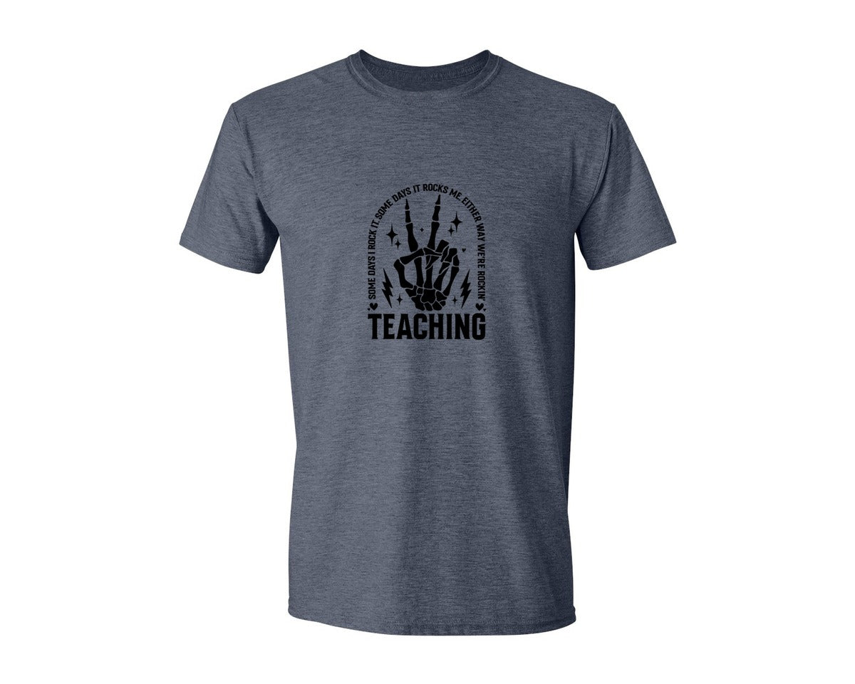 brand:Generic|color:Heather Navy|Teaching Some Days I Rock It Graphic T-Shirt