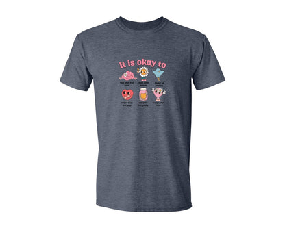 brand:Generic|color:Heather Navy|Its Okay To Always Be Yourself Graphic T-Shirt