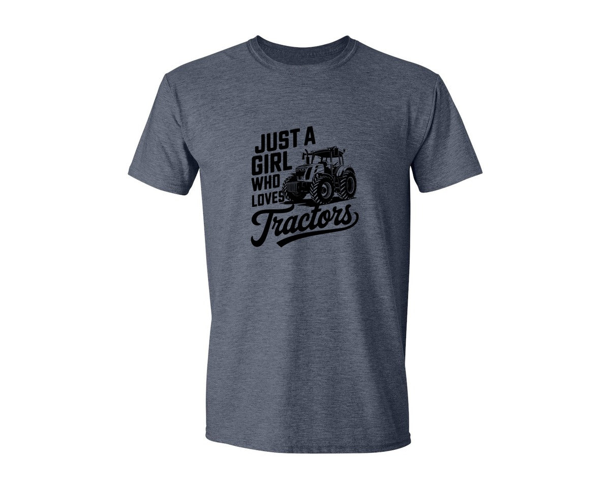 brand:Generic|color:Heather Navy|Just A Girl Who Loves Tractors T Shi Graphic T-Shirt