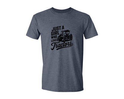 brand:Generic|color:Heather Navy|Just A Girl Who Loves Tractors T Shi Graphic T-Shirt