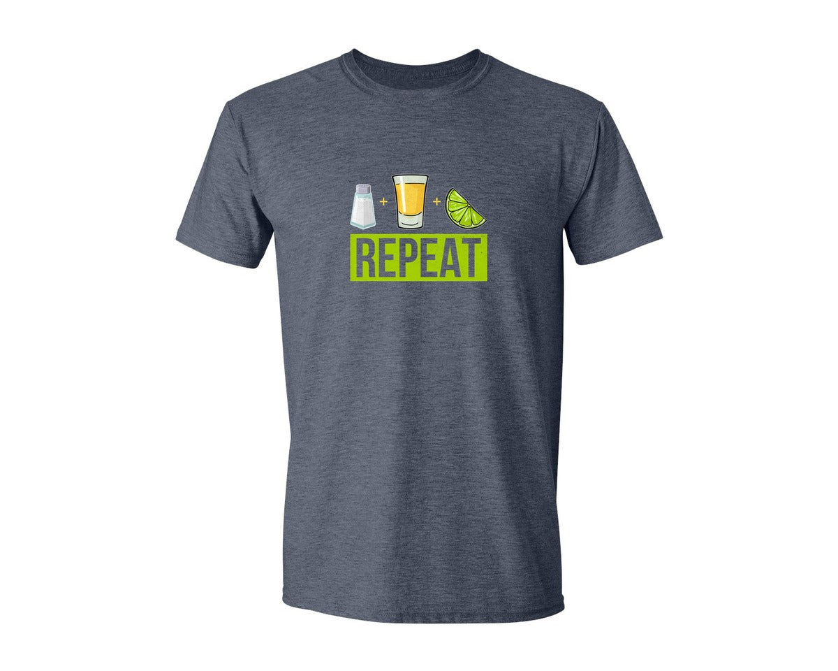 brand:Generic|color:Heather Navy|Salt Tequila Lime Repeat Graphic T-Shirt