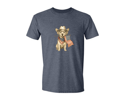brand:Generic|color:Heather Navy|Western American Pride Pooch Western Graphic T-Shirt