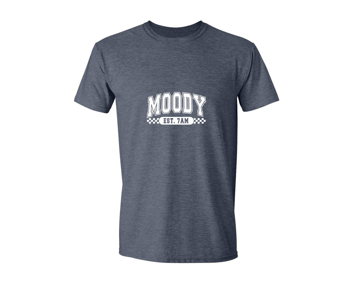 brand:Generic|color:Heather Navy|Moody Est 7Am Sarcastic 4 Graphic T-Shirt