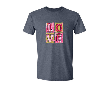 brand:Generic|color:Heather Navy|Pink Valentines Day Love Coquette Graphic T-Shirt