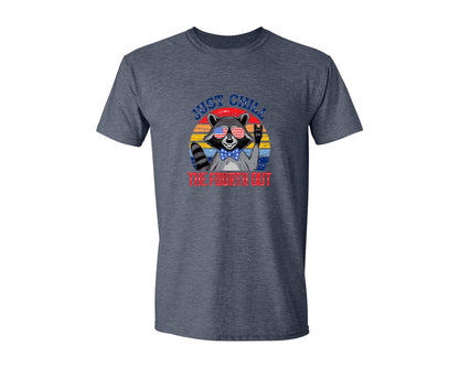 brand:Generic|color:Heather Navy|Retro Raccoon 4Th Of July Chill Vibes Graphic T-Shirt