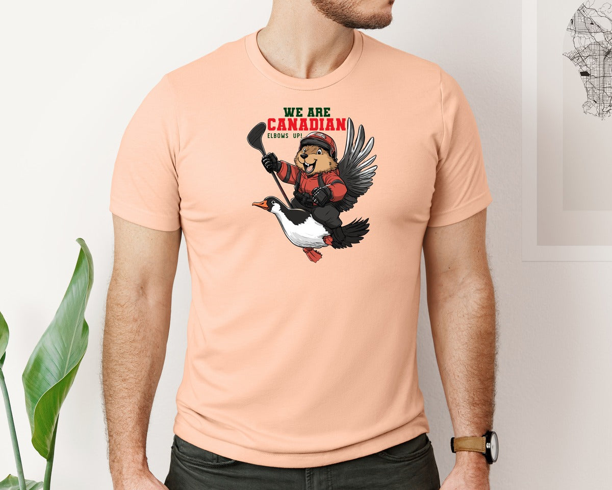 brand:Bella Canvas|color:Heather Peach|We Are Canada Elbows Up Graphic T-Shirt
