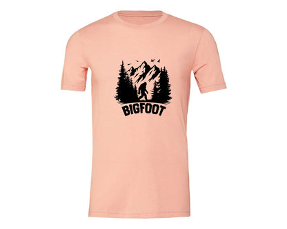 brand:Generic|color:Heather Peach|Retro Bigfoot Silhouette Pixel Art Graphic T-Shirt