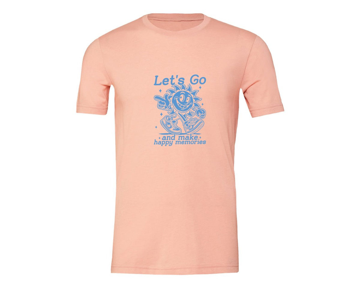 brand:Generic|color:Heather Peach|Lets Go And Make Happy Memories Graphic T-Shirt