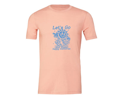 brand:Generic|color:Heather Peach|Lets Go And Make Happy Memories Graphic T-Shirt