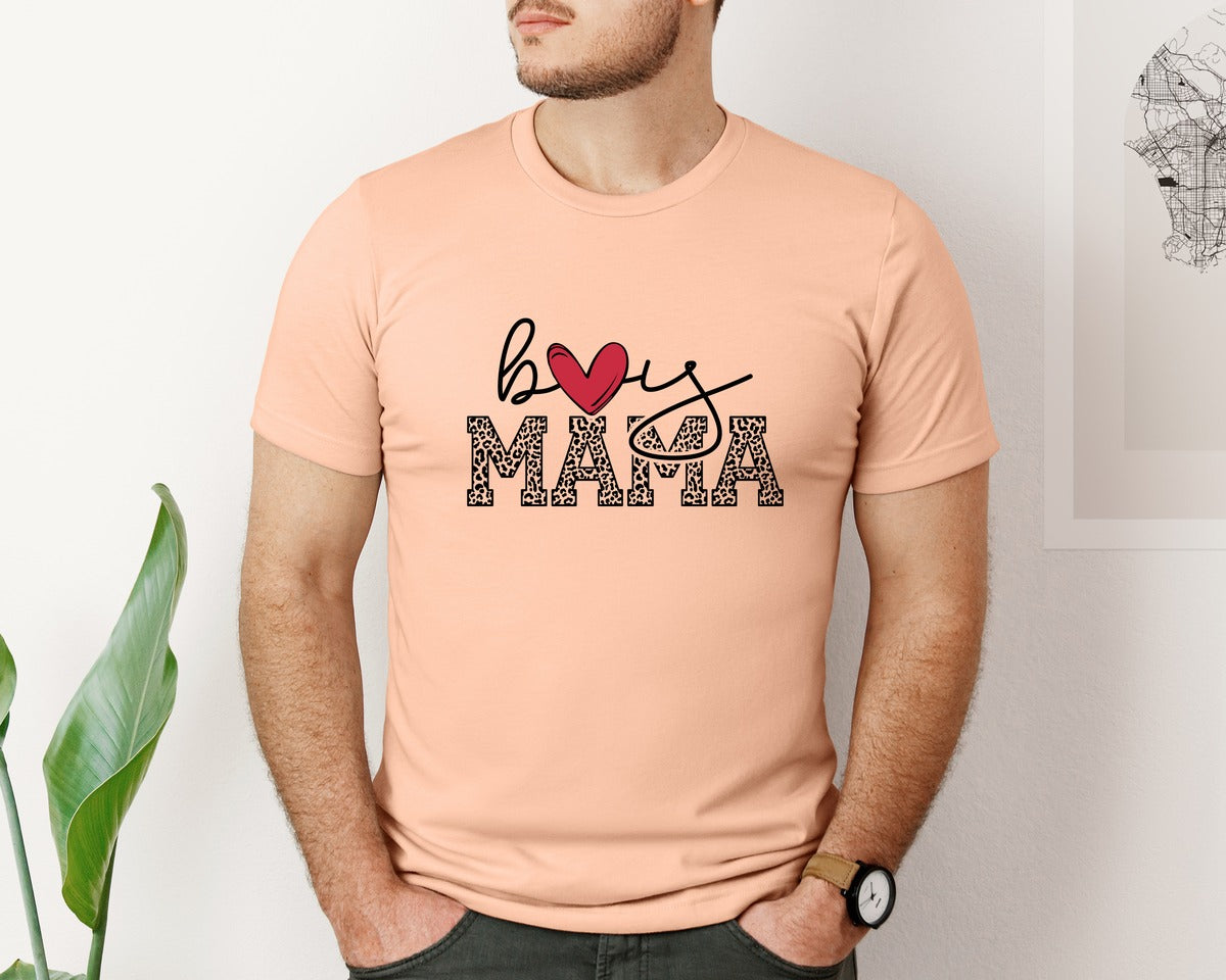 brand:Bella Canvas|color:Heather Peach|Boy Mama Mama Boy 2 Graphic T-Shirt