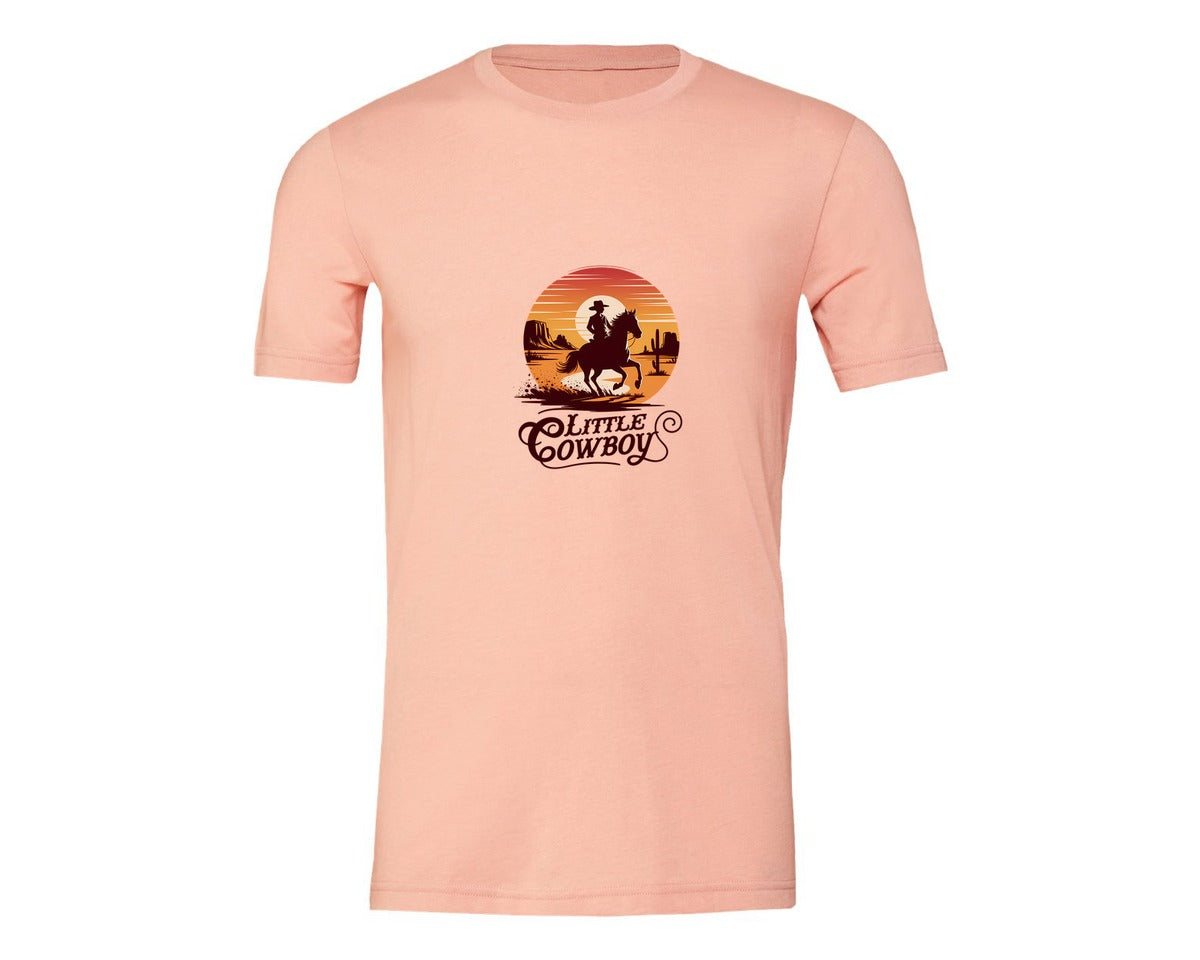 brand:Generic|color:Heather Peach|Little Cowboy Western Horse Riding 3 Graphic T-Shirt