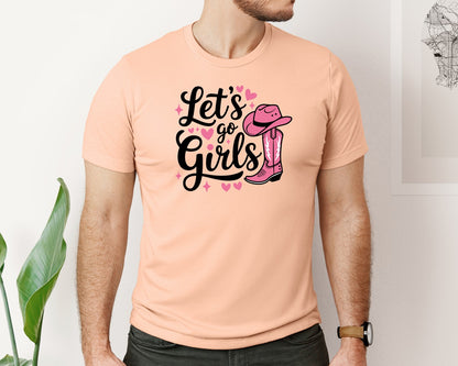 brand:Bella Canvas|color:Heather Peach|Lets Go Girls Western Cowgirl Graphic T-Shirt