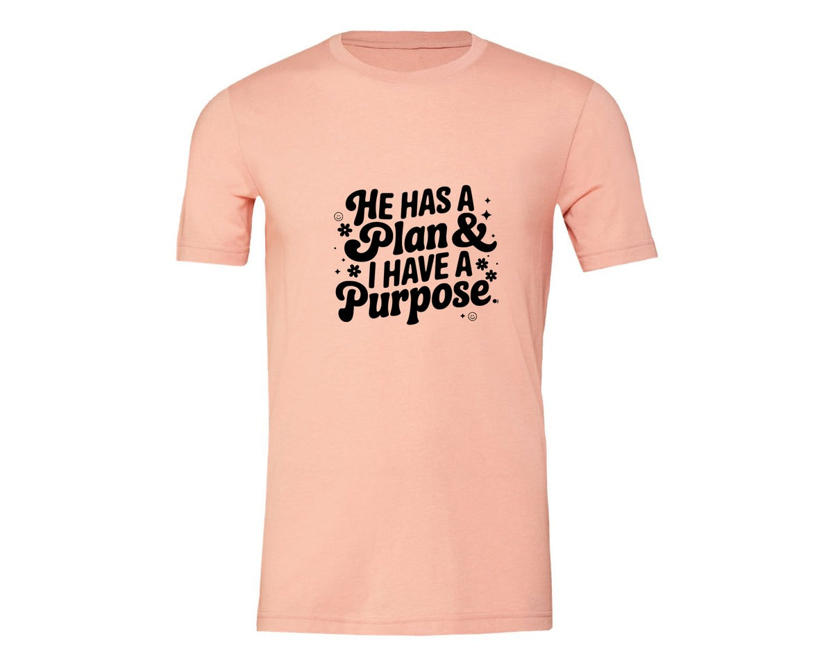 brand:Generic|color:Heather Peach|He Has A Plan And I Have A Purpose D Graphic T-Shirt