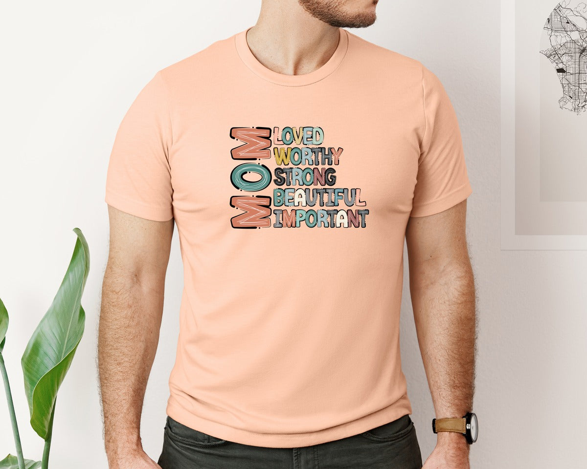 brand:Bella Canvas|color:Heather Peach|Mom Mothers Day Design Graphic T-Shirt