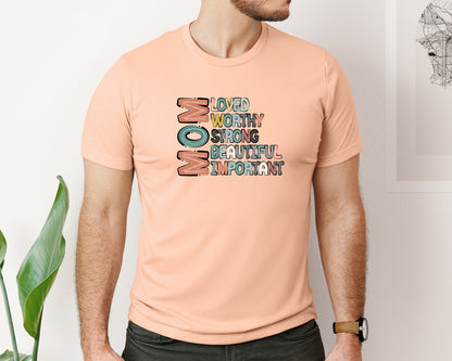 brand:Bella Canvas|color:Heather Peach|Mom Mothers Day Design Graphic T-Shirt