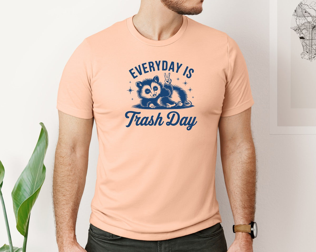 brand:Bella Canvas|color:Heather Peach|Everyday Is Trash Day Design Graphic T-Shirt