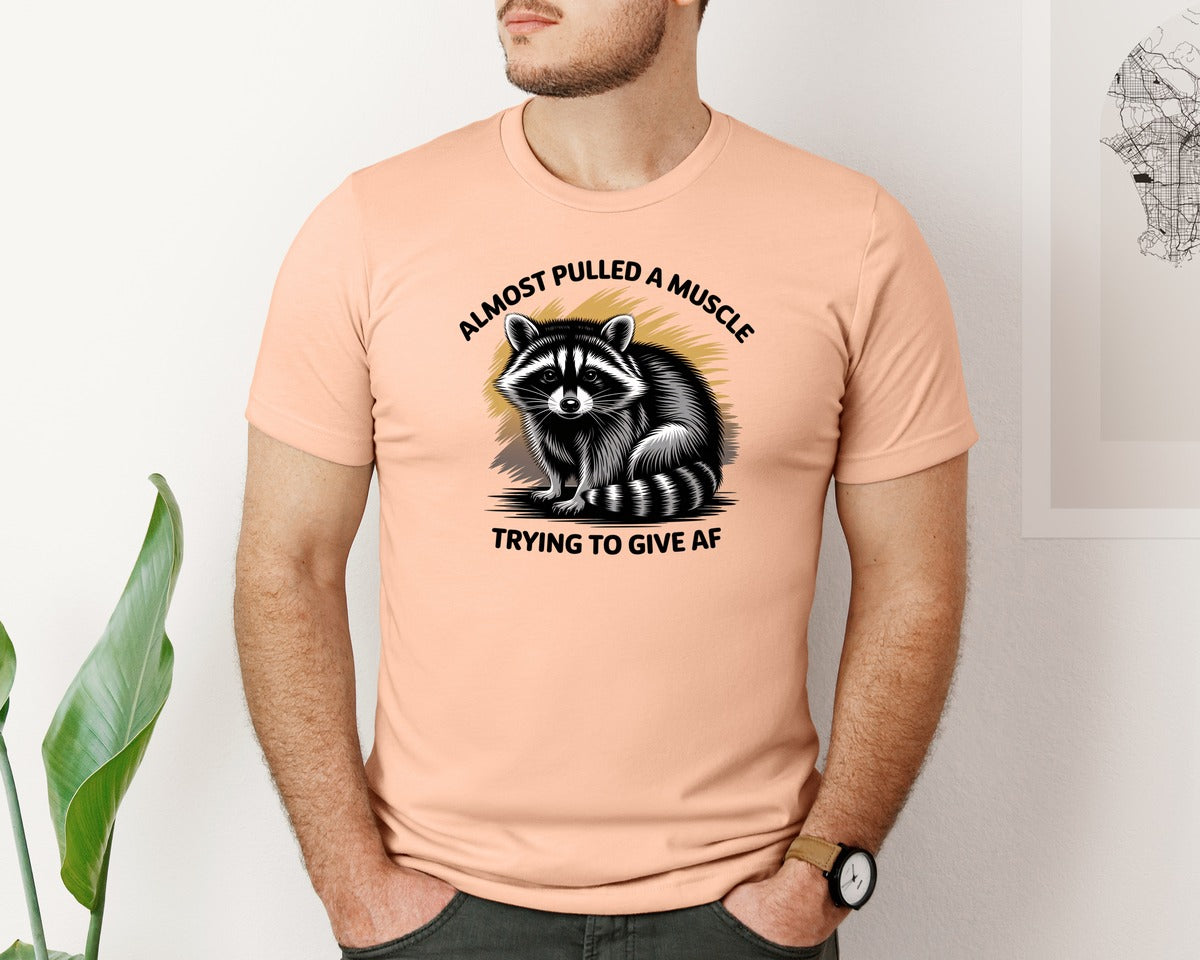 brand:Bella Canvas|color:Heather Peach|Funny Raccoon Sarcastic Quote Graphic T-Shirt