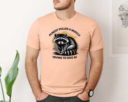 brand:Bella Canvas|color:Heather Peach|Funny Raccoon Sarcastic Quote Graphic T-Shirt