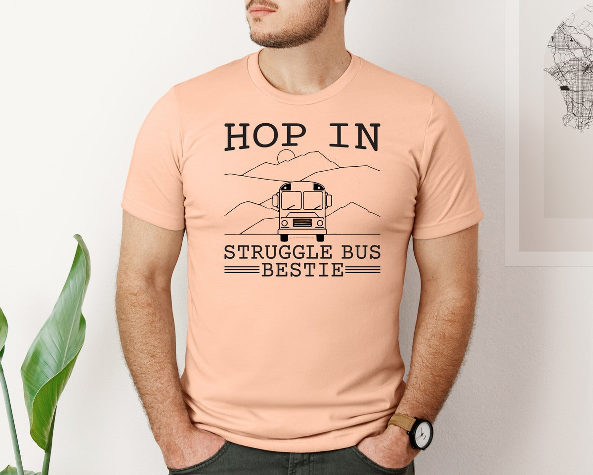 brand:Bella Canvas|color:Heather Peach|Hop In Bestie Sweatshirt Struggle Bus Graphic T-Shirt