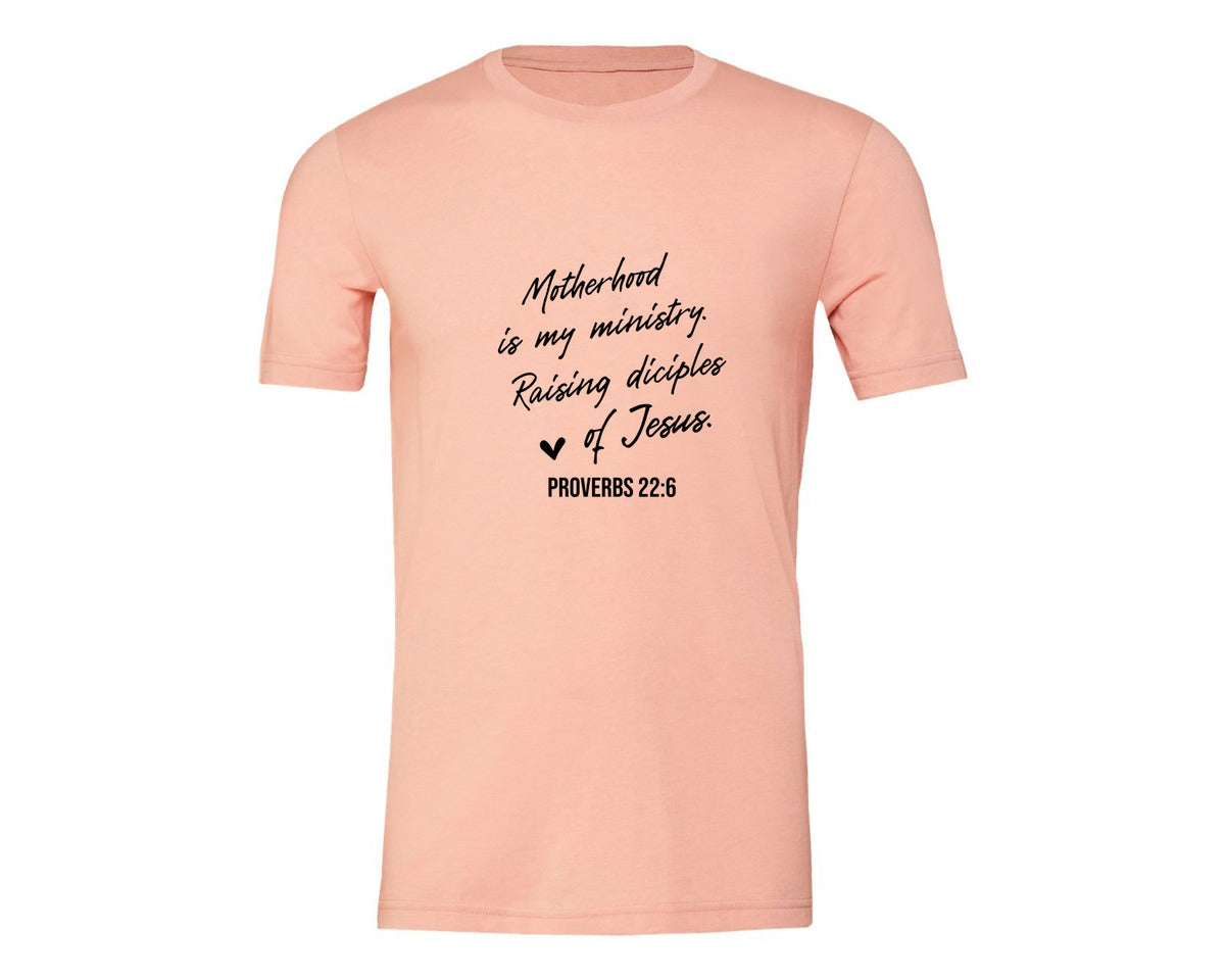brand:Generic|color:Heather Peach|Christian Mom Motherhood Is Kingdom Graphic T-Shirt