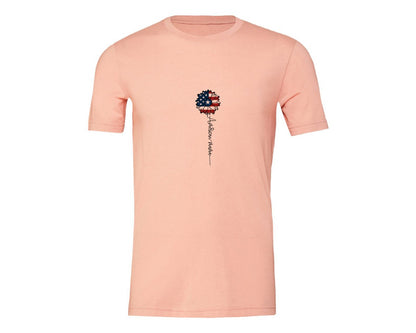 brand:Generic|color:Heather Peach|American Mama Sunflower 4Th Of July Graphic T-Shirt