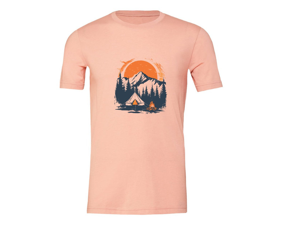brand:Generic|color:Heather Peach|Sunset Camping Adventure T Shirt Design 3 Graphic T-Shirt
