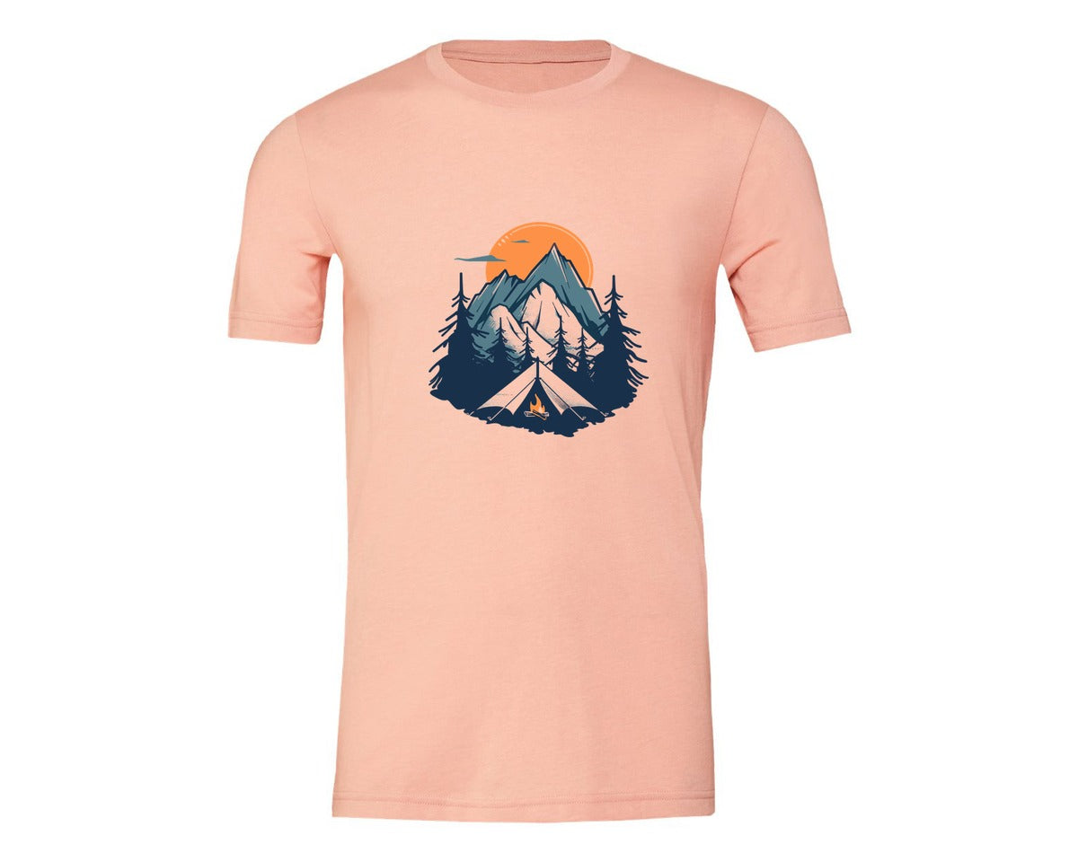 brand:Generic|color:Heather Peach|Sunset Camping Adventure T Shirt Design 8 Graphic T-Shirt