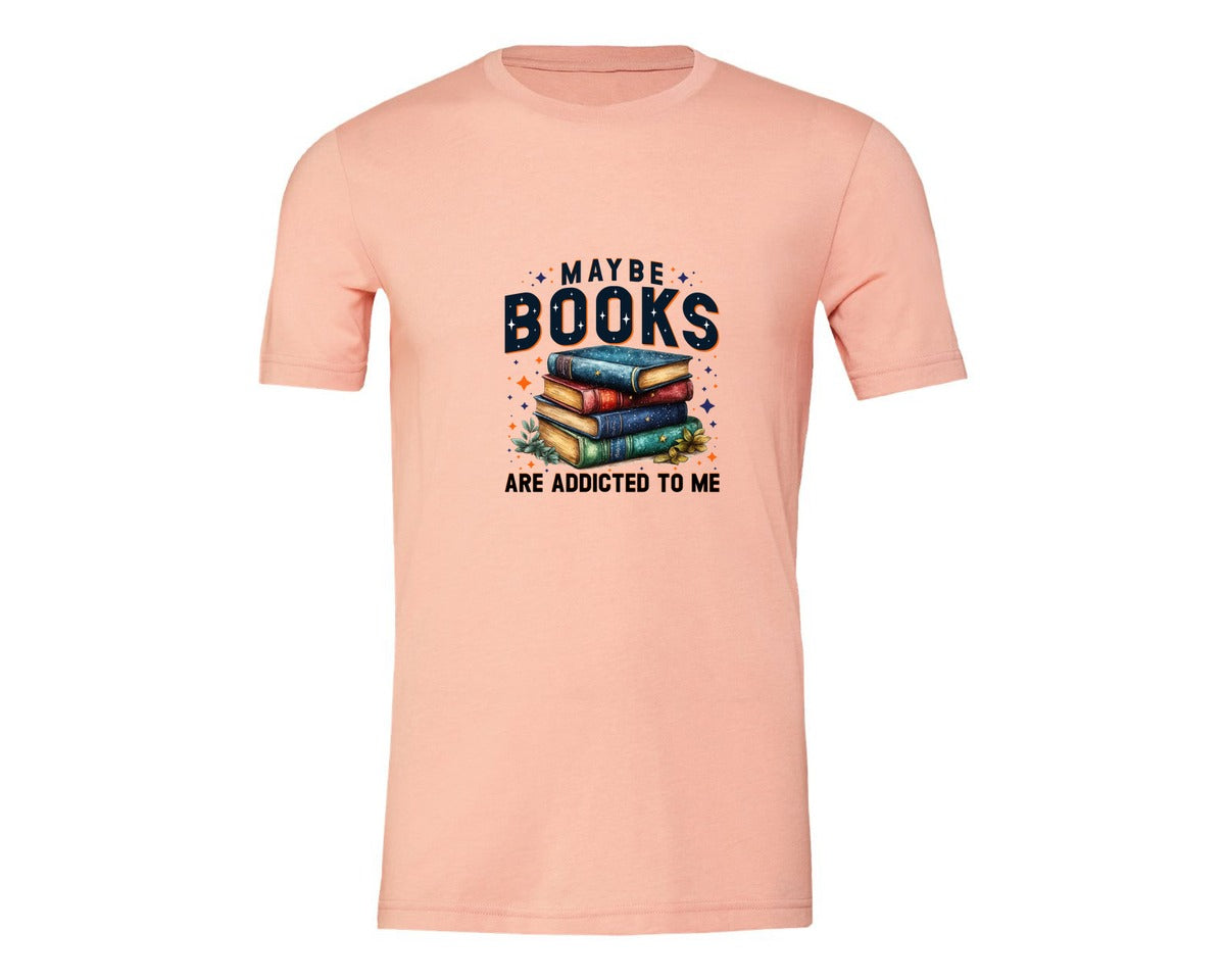 brand:Generic|color:Heather Peach|Maybe Books Are Addicted To Me 6 Graphic T-Shirt