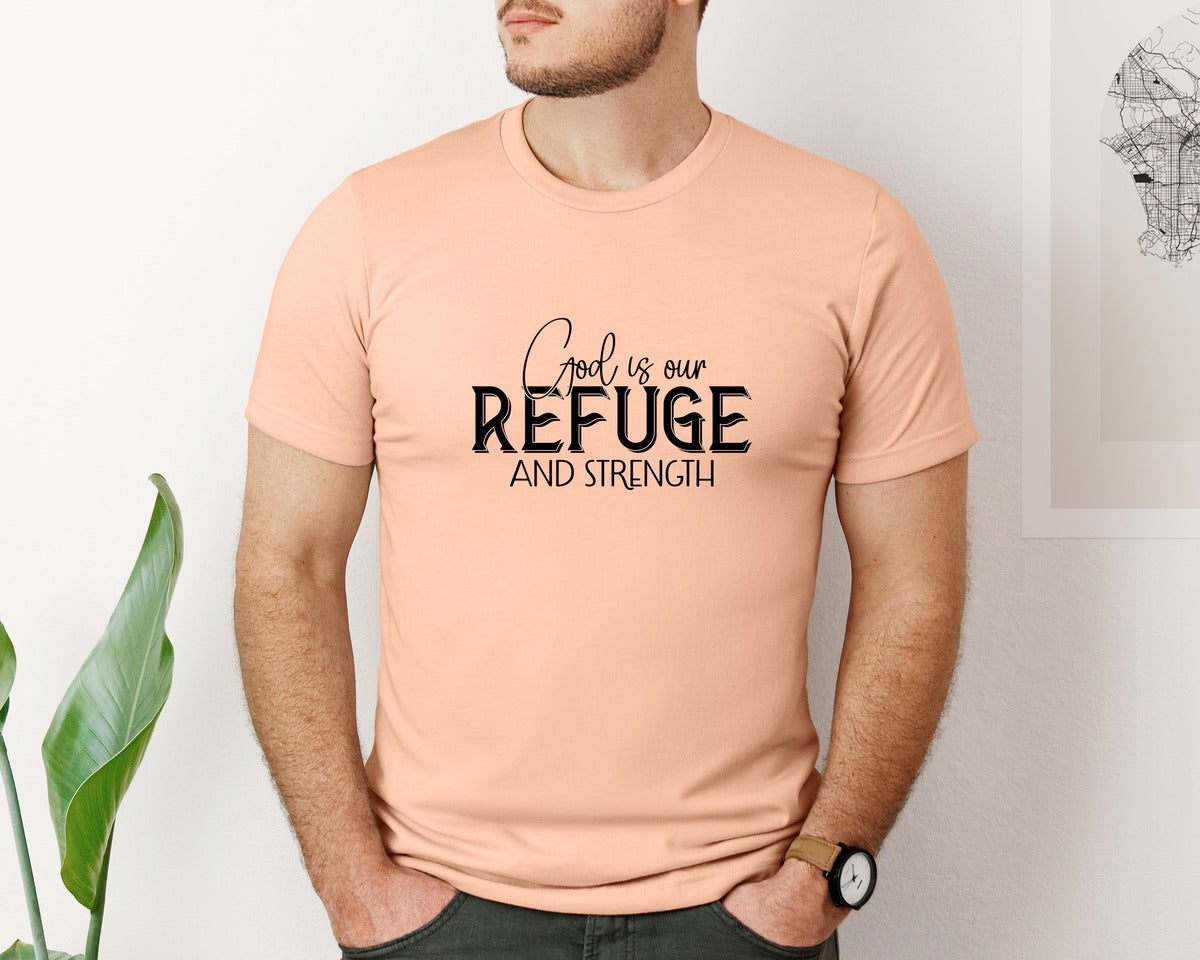 brand:Bella Canvas|color:Heather Peach|God Is Our Refuge And Strength Sleeve Sv Graphic T-Shirt