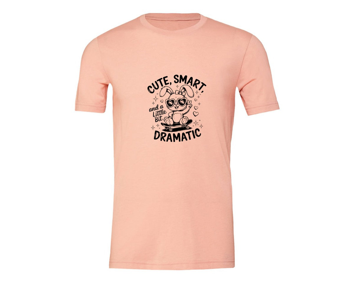 brand:Generic|color:Heather Peach|Cute Smart And A Little Bit Dramatic T Graphic T-Shirt