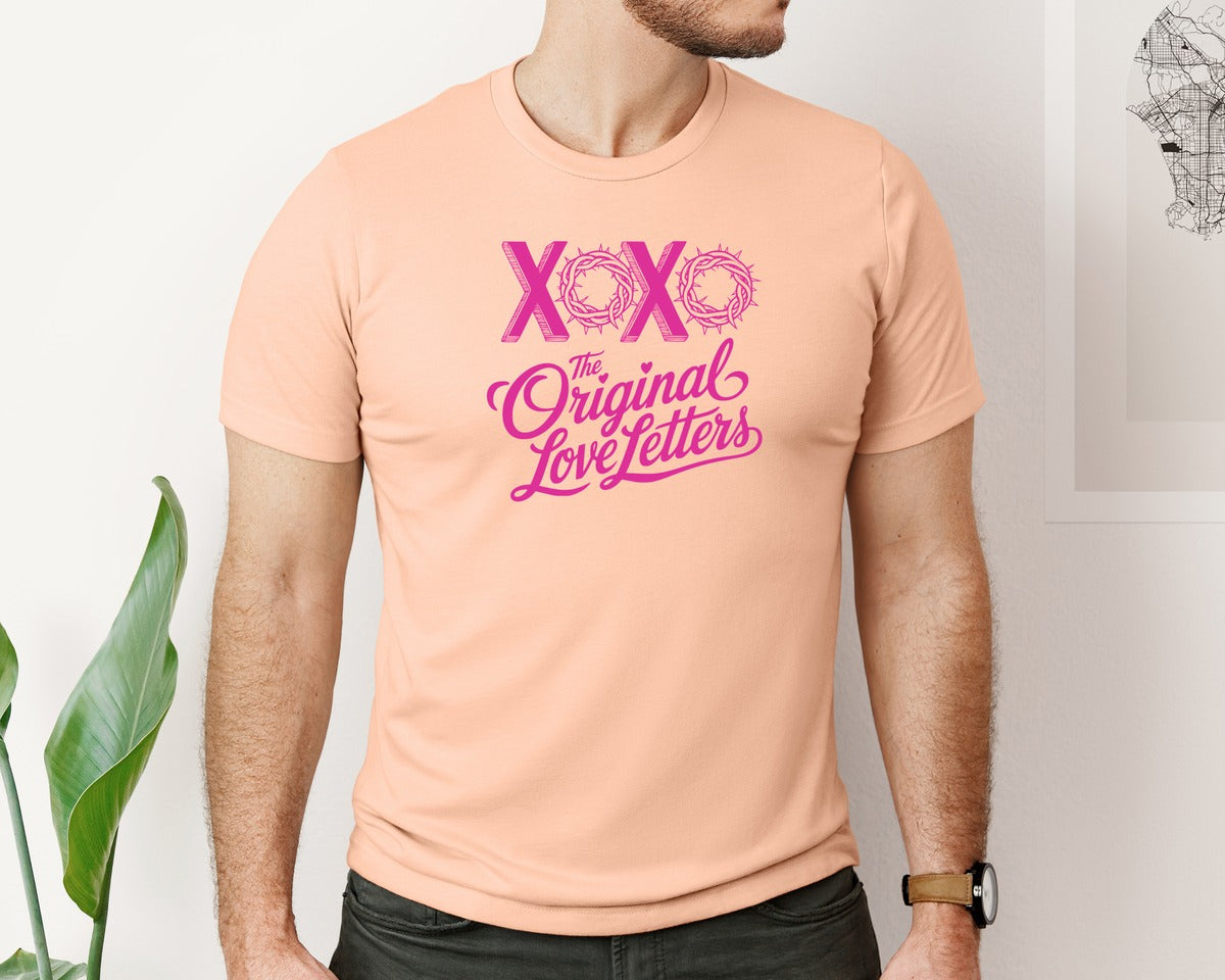 brand:Bella Canvas|color:Heather Peach|Christian Love Religious Valentine Graphic T-Shirt