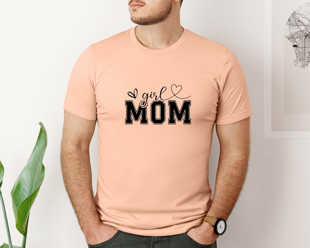 brand:Bella Canvas|color:Heather Peach|Girl Mom Mothers Day Mama Graphic T-Shirt
