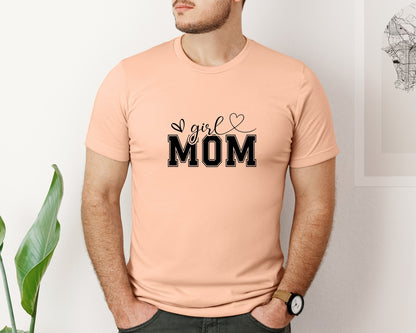 brand:Bella Canvas|color:Heather Peach|Girl Mom Mothers Day Mama Graphic T-Shirt