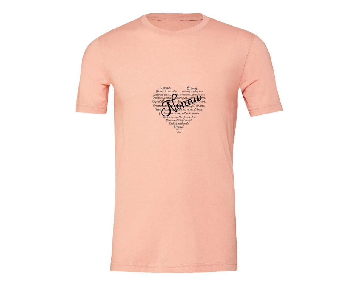 brand:Generic|color:Heather Peach|Nonna Heart Shape Mothers Day Graphic T-Shirt
